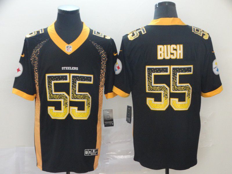 Men Pittsburgh Steelers #55 Bush Black Nike Drift Fashion Limited NFL Jersey